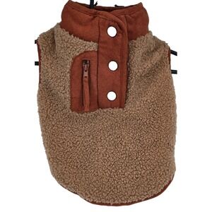 Dog Puppy Pet Sherpa Small Tan Brown Snap Buttons